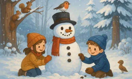 Pibe y Tito, el muñeco de nieve y su fiel petirrojo